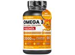 Olio Di Pesce Omega 3 2000 Mg Ad Alto Dosaggio Con Vitamina E, Senza Retrogusto - Olio Di Pesce Omega-3 Con 700 Mg Di Epa E 500 Mg Di Dha, Ad Alta Concentrazione - Integratore Di Omega-3 Puro Per Cuore, Cervello E Vista