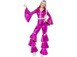 Smiffys - Costume Tuta Da Ballo Anni '70 - Donna SM2868 (L) (Rosa/Argento)