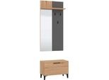 Milanihome.It - Set Mobile Ingresso Appendiabiti Con Specchio E Contenitore Di Design Moderno Industrial Cm 67,4 X 34,8 X 200 Hdi Coloregrigio Scuro