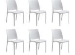 Milanihome.It - Set Di 6 Sedie Poltrone Da Giardino In Plastica Design Moderno Colorata Biancodi Colorebianco