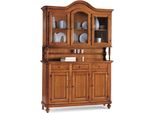 Milanihome.It - Credenza Con Vetrina In Legno Massello 150X43X228Di Coloretinta Noce