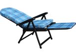 Milanihome.It - Poltrona A Sdraio Imbottita Reclinabile Cuscino Imbottito Alta Densità, Adatta A Giardino, Portico, Piscina E Relax Con Carrello Poggiapiedi A Scomparsadi Coloreblu/Azzurro