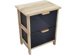 Milani Home - Mobiletto In Legno Con 2 Cassetti Cm 34 L X 25 P X 43,5 Hdi Colorenero