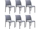 Milanihome.It - Set Di 6 Sedie Poltrone Da Giardino In Plastica Design Moderno Colorata Grigio Chiarodi Coloregrigio Chiaro