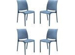 Milanihome.It - Set Di 4 Sedie Poltrone Da Giardino In Plastica Design Moderno Colorata Bludi Coloreblu
