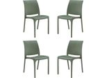 Milanihome.It - Set Di 4 Sedie Poltrone Da Giardino In Plastica Design Moderno Colorata Verdedi Coloreverde