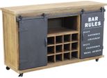 Milanihome.It - Credenza In Metallo E Legno Industrial Mobile Madia Con Portabottiglie Di Vino Per Arredamento Soggiorno, Sala Da Pranzo, Salotto Moderna, Cm 123X41X74 Hdi Coloremarrone