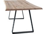 Milanihome.It - Tavolo Da Pranzo Moderno Di Design Cm 250X100 Struttura Nera Piano Massello Naturale Per Sala Da Pranzo Cucina Ristorantedi Coloremarrone