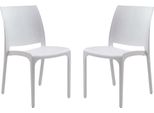 Milanihome.It - Set Di 2 Sedie Poltrone Da Giardino In Plastica Design Moderno Colorata Biancodi Colorebianco