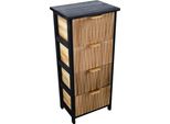 Milani Home - Mobiletto In Legno Con 4 Cassetti Cm 34 L X 25 P X 77 Hdi Coloremarrone Chiaro