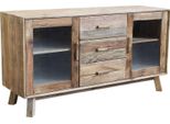 Milanihome.It - Mobile Credenza Madia Stile Moderno, Porta Tv, Credenza Comodino 3 Cassetti 4 Ripiano, Legno Pino, Marrone, , Cm 160X48X85 Hdi Coloremarrone