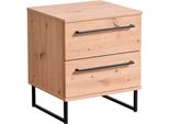Comodino Moderno 2 Cassetti Colore Rovere Di Design Moderno Industrial Cm 45,5 X 35 X 54 H