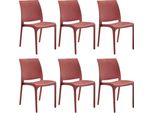 Milanihome.It - Set Di 6 Sedie Poltrone Da Giardino In Plastica Design Moderno Colorata Rossodi Colorerosso