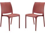 Milanihome.It - Set Di 2 Sedie Poltrone Da Giardino In Plastica Design Moderno Colorata Rossodi Colorerosso