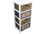 Milani Home - Mobiletto In Legno Con 4 Cassetti Cm 35 L X 28 P X 73 Hdi Coloremarrone Chiaro