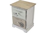 Milani Home - Mobiletto In Legno Con 2 Cassetti Cm 29 L X 25 P X 40 Hdi Coloregrigio Chiaro
