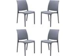 Milanihome.It - Set Di 4 Sedie Poltrone Da Giardino In Plastica Design Moderno Colorata Grigio Chiarodi Coloregrigio Chiaro