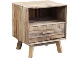 Milanihome.It - Comodino Per Camera Da Letto In Legno Di Pino Riciclato Di Design Stile Vintage Country Moderno , Cm 55X45X62 Hdi Coloremarrone