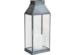 Milanihome.It - Lanterna In Vetro Di Design Moderno Per Giardino Cm 18 X 12,5 X 41 Hdi Coloregrigio