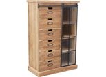 Milanihome.It - Cassettiera Con Anta Scorrevole Per Salotto Soggiorno Cucina Di Design Industrial Cm 82X39,5X123 Hdi Coloremarrone