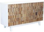Milanihome.It - Madia A Tre Ante Con Decoro In Legno Di Design Moderno Per Salotto Cucina Sala Da Pranzo Cm 135X45X80 Hdi Colorebianco