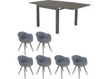 Milanihome.It - Set Tavolo In Alluminio Cm 90/180 X 90 X 75 H Con 6 Poltrone Da Giardino Per Esterno Colore Taupedi Coloretaupe