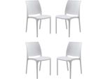 Milanihome.It - Set Di 4 Sedie Poltrone Da Giardino In Plastica Design Moderno Colorata Biancodi Colorebianco
