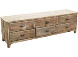 Milanihome.It - Porta Tv Con 6 Cassetti In Legno Di Pino Riciclato Di Design Moderno In Legno Invecchiato Pezzo Unico Cm 180X45X55 Hdi Coloremarrone