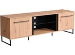 Porta Tv Moderno Colore Rovere Con 2 Ante Di Design Moderno Industrial Cm 170,5 X 42 X 54 H