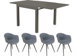 Milanihome.It - Set Tavolo In Alluminio Cm 90/180 X 90 X 75 H Con 4 Poltrone Da Giardino Per Esterno Colore Taupedi Coloretaupe