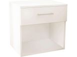 Milanihome.It - Comodino Un Cassetto E Un Vano Di Design Moderno Contemporaneo Cm 44,5 X 35 X 43,5 Hdi Colorebianco