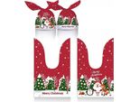 Inf Sacchetti Di Natale Rossi Con Scena Di Neve - 50 Pezzi Con Coulisse
