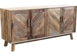 Milanihome.It - Mobile Credenza Madia Moderna, Porta Tv 4 Ante, Legno Pino Massello Riciclato Cm 180X48X85 Hdi Coloremarrone