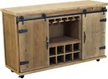 Milanihome.It - Credenza In Metallo E Legno Industrial Mobile Madia Con Portabottiglie Di Vino Per Arredamento Soggiorno, Sala Da Pranzo, Salotto Moderna, Cm 123X41X75 Hdi Coloremarrone