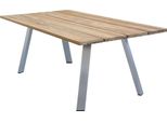 Milanihome.It - Tavolo Da Giardino In Alluminio E Teak Riciclato 200X100 Colore Grigio,Marronedi Coloregrigio