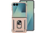 Avizar, Cover Galaxy Z Flip 7 Supporto Ad Anello Con Funzione Di Supporto Robusto, Oro Rosa