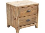 Milanihome.It - Comodino Con 2 Cassetti In Legno Di Pino Riciclato Di Design Moderno In Legno Invecchiato Pezzo Unico Cm 55X45X55 Hdi Coloremarrone