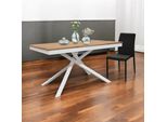 Milanihome.It - Tavolo Da Pranzo Allungabile Di Design Moderno Industrial Cm 80 X 120/160 X 77 Hdi Colorequercia Chiaro