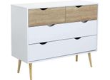Milanihome.It - Cassettiera In Legno Di Design Stile Moderno Minimalista 4 Cassetti, Cm 99X39X82 Hdi Colorebianco