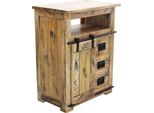 Milanihome.It - Mobiletto Legno Di Mango Di Design Moderno Industrial Cm 70X45X90 Hdi Coloremarrone