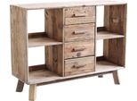Milanihome.It - Mobile Credenza Madia Moderna, Porta Tv 4 Cassetti, Legno Pino Massello Riciclato Cm 120X40X90 Hdi Coloremarrone
