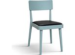 Milanihome.It - Sedia Moderna In Legno Con Seduta In Ecopelle Di Design Moderno Industrial Cm 48 X 45,5 X 79 Hdi Coloreazzurro