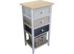 Milani Home - Mobiletto In Legno Con 3 Cassetti E 1 Cesta Cm 35 L X 28 P X 73 Hdi Coloregrigio Chiaro