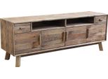 Milanihome.It - Mobile Porta Tv Supporto Televisione Con 2 Cassetti 4 Ante 2 Ripiani Stile Moderno Design Contemporaneo Rustico Country Per Camera Da Letto Salotto Soggiorno In Legno Di Pino Massello Riciclato , Cm 180X48X65 Hdi Coloremarrone