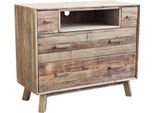 Milanihome.It - Mobile Comò Cassettiera, 4 Cassetti 1 Ripiano, Legno Di Pino Massello Riciclato Per Arredamento Camera Da Letto Salotto Soggiorno Design Moderno Stile Rustico Country, Cm 110X48X92 Hdi Coloremarrone