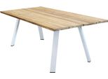 Milanihome.It - Tavolo Da Giardino In Alluminio E Teak Riciclato 200X100 Colore Bianco,Marronedi Colorebianco