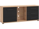 Milanihome.It - Porta Tv Un Anta Tre Cassetti Moderno Minimal In Legno Di Design Moderno Industrial Cm 161,5 X 40 X 65 Hdi Coloreantracite