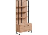 Libreria Moderna Colore Rovere Con 4 Mensole E Un'anta Di Design Moderno Industrial Cm 85 X 42 X 191,5 H