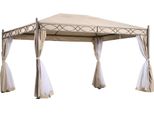Milanihome.It - Gazebo 3X4 In Metallo Ferro Nero Con Teli Pareti Laterali Beige Per Esterno Da Giardino In Ferrodi Coloreantracite