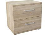 Milanihome.It - Comodino 2 Cassetti Moderno Di Design Moderno Contemporaneo Cm 44,5 X 35 X 43,5 Hdi Colorequercia Chiaro